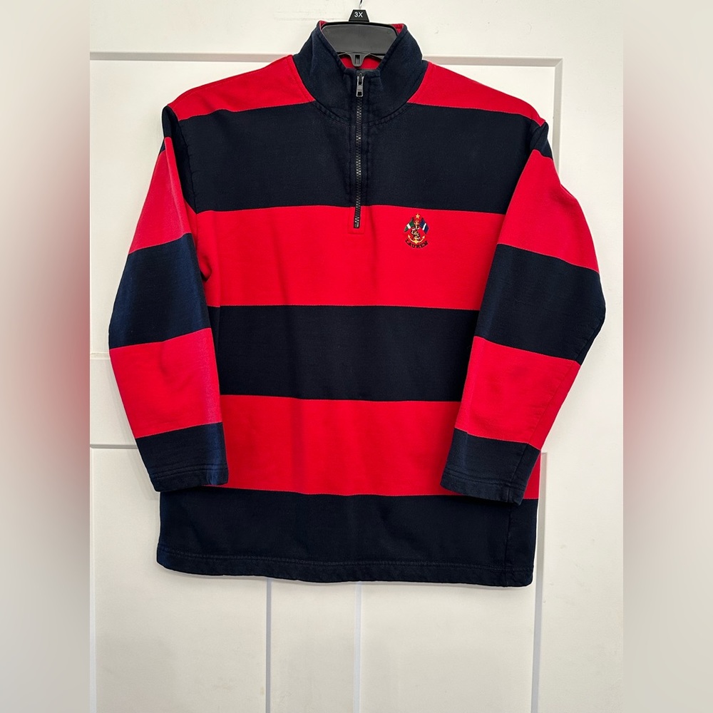 VTG Lauren Ralph Lauren Anchor Crest 1/4 Zip Sailing Sweater Nautical Womens S